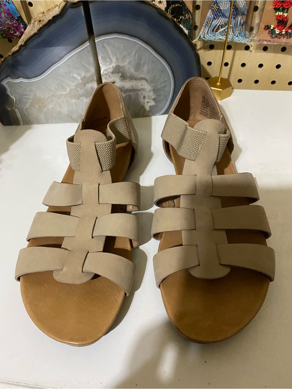 gentle souls Neutral Beige Strappy Fisherman Sandals